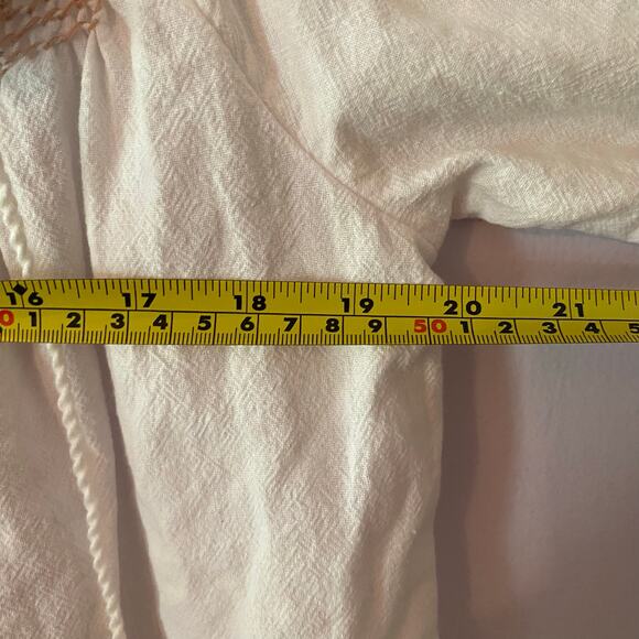 Faherty Women's size Small White Cotton Peasant Embroidered Tunic Blouse - Picture 8 of 10